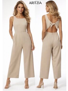 ARITZIA new wilfred ecoulement open tie back  sleeveless jumpsuit beige